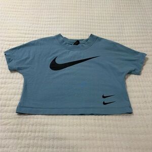 Nike Sky Blue Crop Top with Black Swoosh